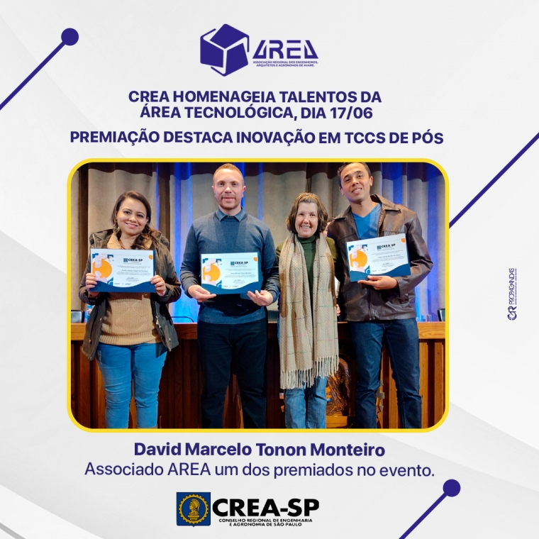 Parabenizamos o associado AREA, David Marcelo Tonon Monteiro