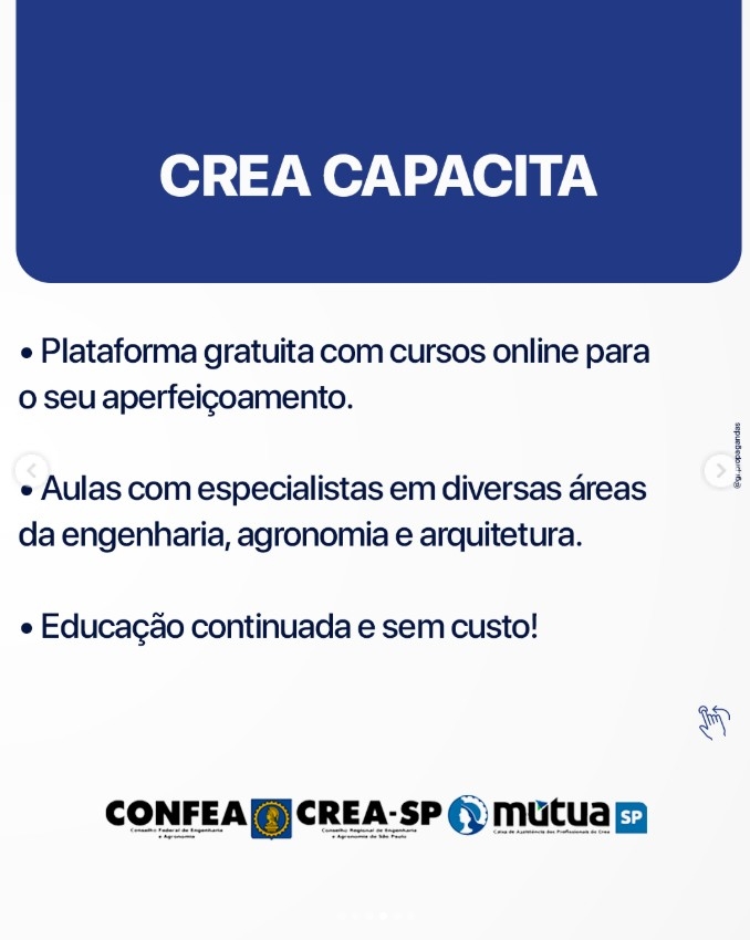 Você conhece todos os seus direitos e benefícios como engenheiro e agrônomo registrado ao @creasaopaulo?