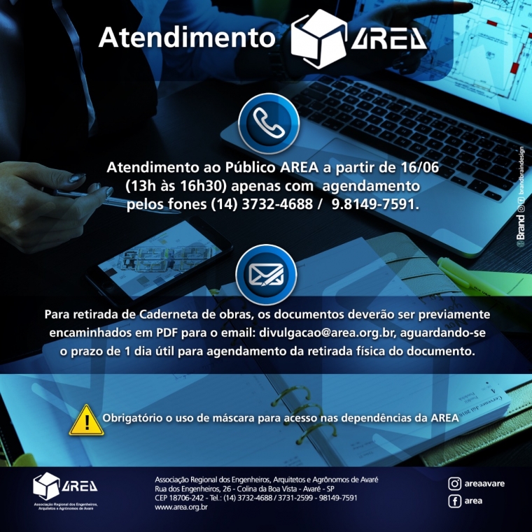 Atendimento ao Público AREA a partir de 16/06