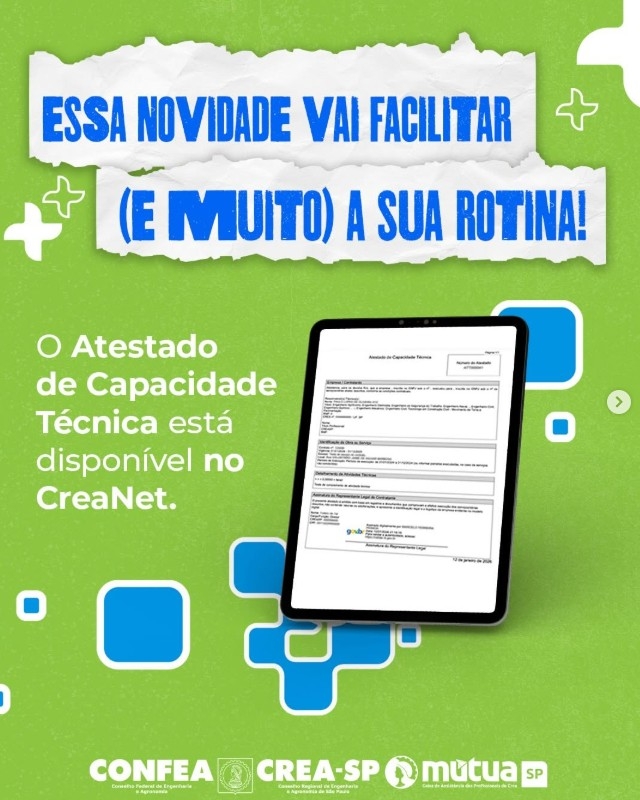 Mais uma entrega do Crea-SP que facilita a vida do profissional!