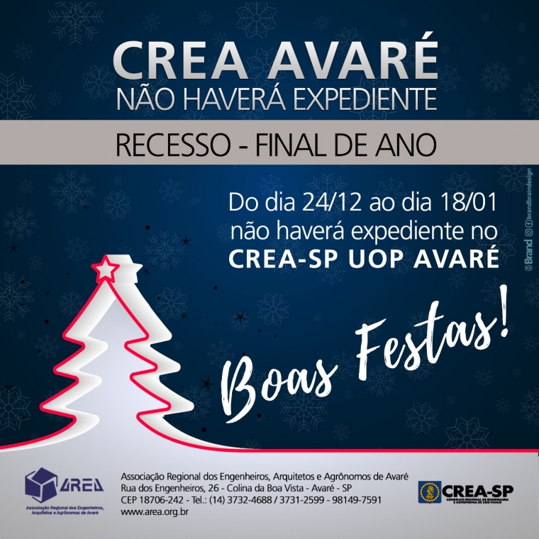 CREA AVARÉ - NÃO HAVERÁ EXPEDIENTE