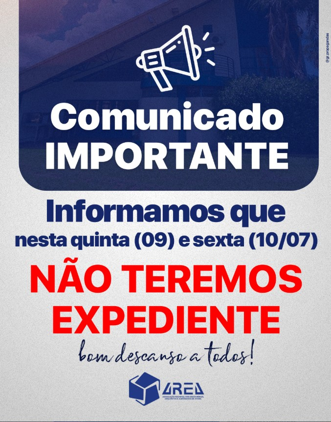 Informamos que não teremos expediente