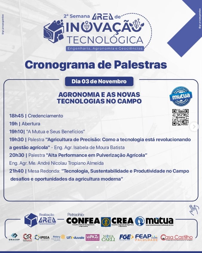 Cronograma de Palestras