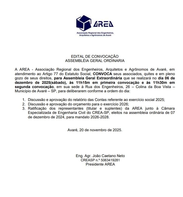 EDITAL DE CONVOCAÇÃO