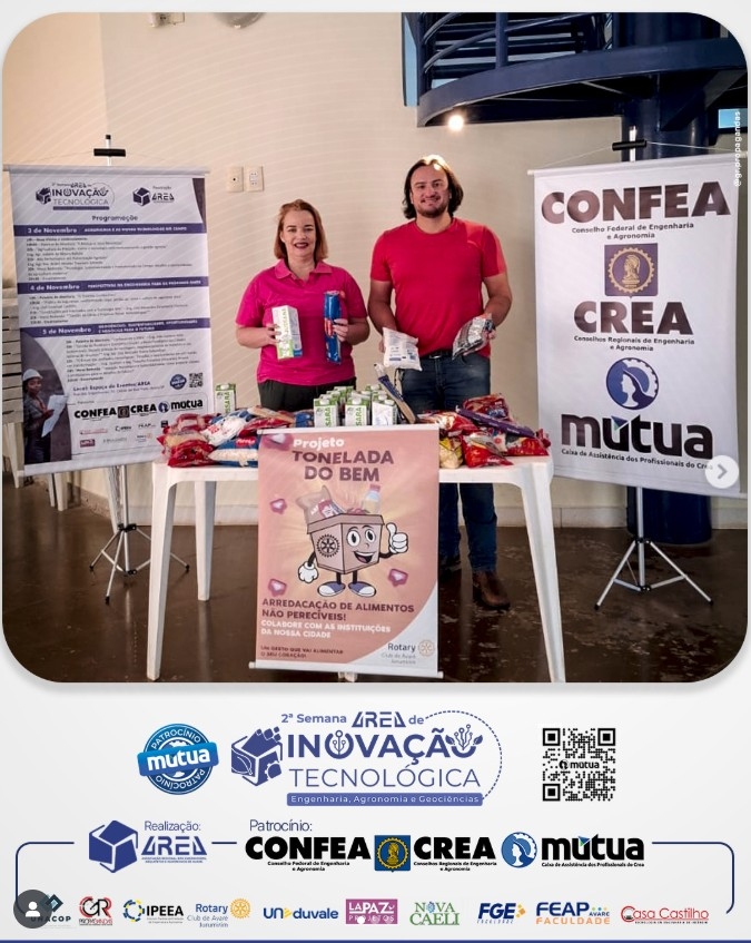 Arrecadação de alimentos em parceria com o Rotary Avaré Jurumirim, através do projeto Tonelada do Bem, que será destinado a entidades assistenciais da cidade.