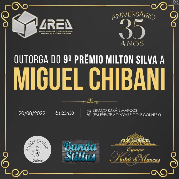 Outorga do 9º prêmio Milton Silva a Miguel Chibani