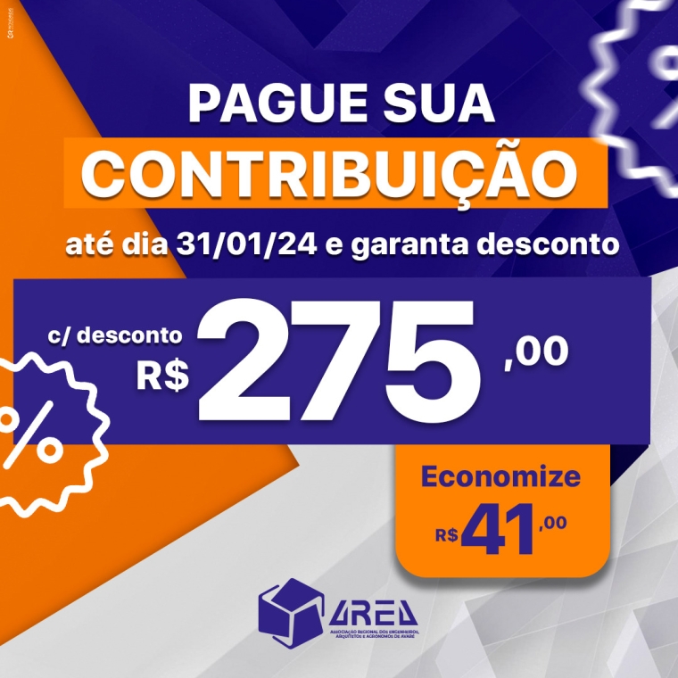 Pague sua contribuição até dia 31/01/2024