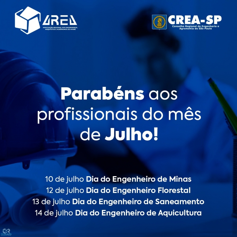 Parabéns aos profissionais do mês de julho