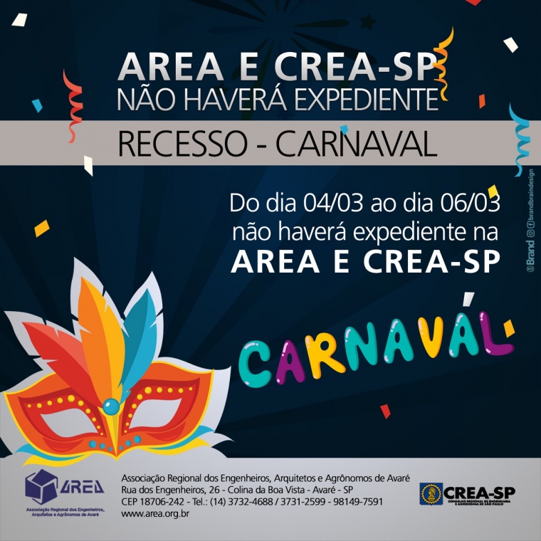 Recesso carnaval 2019