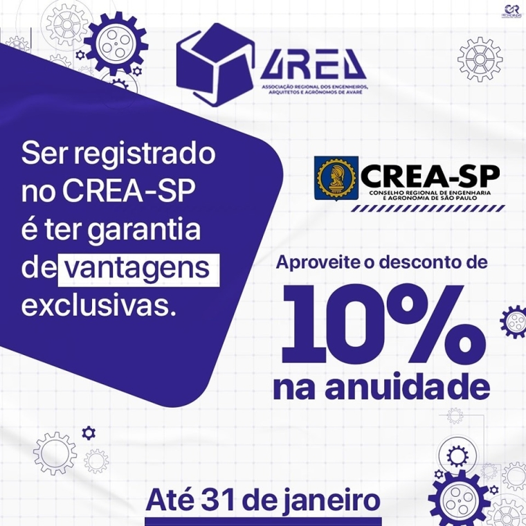 Ser registrado no CREA-SP é ter garantia de vantagens exclusivas