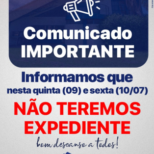 Informamos que não teremos expediente